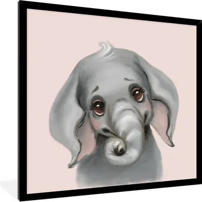 Produktbild von MuchoWow® Gerahmtes Poster Elefant - Rosa - Dschungel 40x40 cm - Poster mit Schwarzem Bilderrahmen Wandposter Rahmen Foto Bilder - Mit Rahmen - Wanddekoration Schlafzimmer