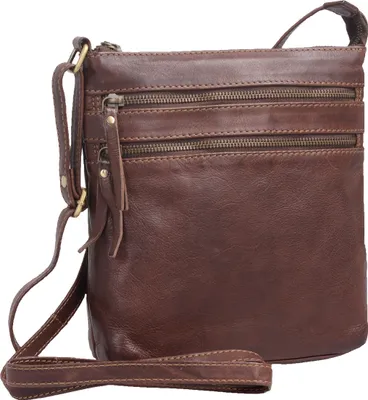 Produktbild von flache braun schattierte Ledertasche, Crossover-Tasche Schultertasche