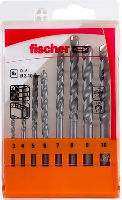 Obrázok produktu pre Fischer sada vrtákov do muriva D-S 3-10 mm 8 ks - 543027