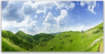 Produktbild von Glasbilder 140x70 Wandbild Druck auf Glas Gebirge Wiese Natur