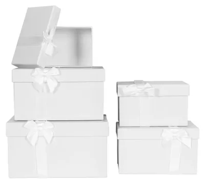 Produktbild von Geschenkbox 5er Set mit Deckel Weiß Schachtel Aufbewahrung Box Geschenkkarton