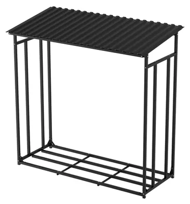 Produktbild von Eikuavons Kaminholzregal 185 x 70 x 185 cm mit Dach und Abdeckplane, Metall Brennholzregal für Garten und Terrasse
