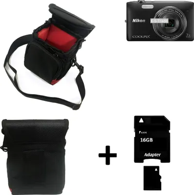 Produktbild von K-S-Trade Kameratasche Fototasche Umhängetasche Schutz Hülle kompatibel mit Nikon Coolpix S3500 mit Zusatzfach und teilbaren Innenraum mit Trennwand