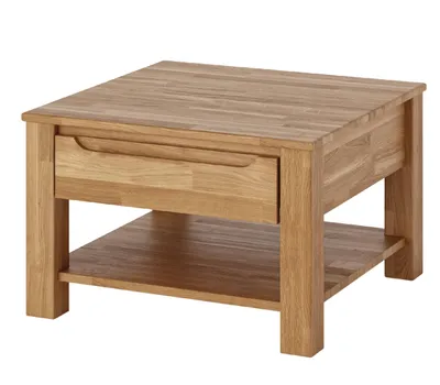 Produktbild von Couchtisch Eiche Massivholz 70x70 cm mit Schublade Wohnzimmertisch geölt