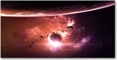 Produktbild von Tulup® Glas-Bild - 100x50 -Wandkunst - Wandbild hinter gehärtetem Sicherheitsglas  - Weltall & Science-Fiction - Galaxis - Orange