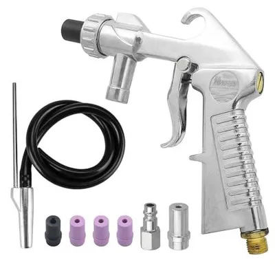 Zdjęcie produktu dla Pistolet do piaskowania sprężonego powietrza aluminiowy zestaw 6 dysz