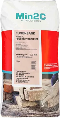 Produktbild von AG-heute Min2C Fugensand 25kg Quarzsand Premium 0.1-0.3mm extrem fein zum Einkehren in Pflastersteine Natur