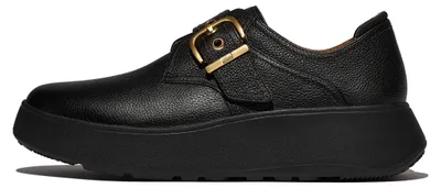 Immagine prodotto di Scarpe stringate modello mocassino Fitflop F-Mode, in pelle scamosciata, con cinturino, colore nero, taglia 37 EU