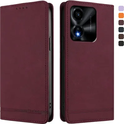 Produktbild von Hülle für Honor X5c/Honor X5c Plus, Retro Kunstleder Ständer Klapphülle mit Kartenfächer und Magnetische Rot