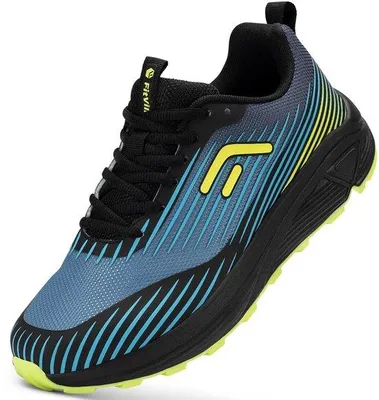 Produktbild von Laufschuhe für Herren – Besonders weit geschnittene Trail-Laufschuhe – Schwarz, Blau und Grün