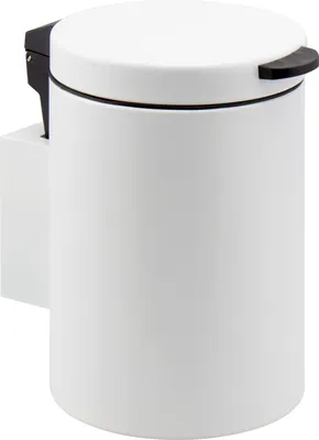 Produktbild von bremermann runder Wand-Kosmetikeimer mit Bambusdeckel 3 Liter inkl. Wandhalterung zum Kleben oder Bohren, weiß