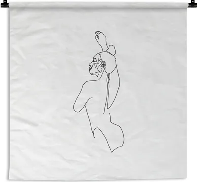 Produktbild von MuchoWow® Wandteppich Wandbehang Linienkunst - Tanzen - Frauen 60x60 cm Tapisserie Dekoration Wandtuch - Dekorationen - Wand Decke