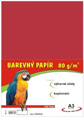 Zdjęcie produktu dla Papír A3, 80 g, červený, 100 listů