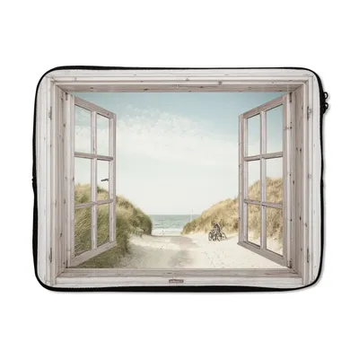 Produktbild von MuchoWow® Laptop Hülle 17 Zoll Laptoptasche Aussicht - Strand - Meer - Zipper - Schutzabdeckung