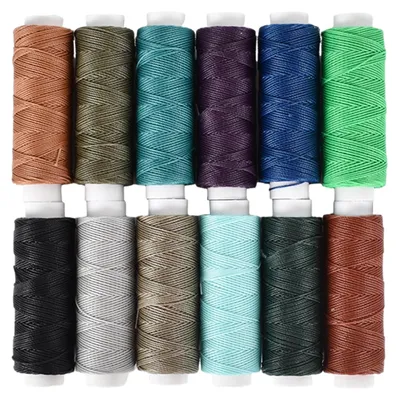 Wachsfaden-Set, 12 Farben, 40 m, 0,45 mm, für Leder & DIY