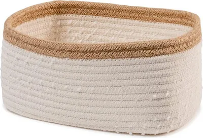 Korb aus Baumwolle und Jute, beige, 28 x 18 x 13 cm