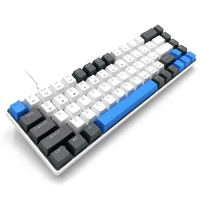 Image de Media-Tech RED CORE MX60 - Clavier gaming mécanique court 60%, équipé de commutateurs mécaniques RED silencieux, rétroéclairage coloré, 68 touches, USB-C. Couleur : blanc/bleu.
