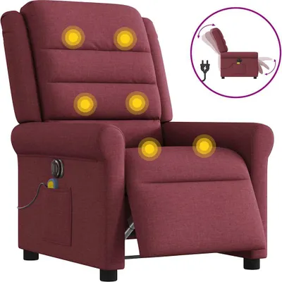 Produktbild von Massagesessel Elektrisch Weinrot Stoff
