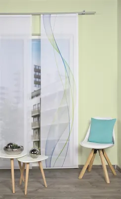 Produktbild von Vision S Schiebevorhang Digitaldruck Bambus-Optik Heights 260 x 60 cm Blau-Grün