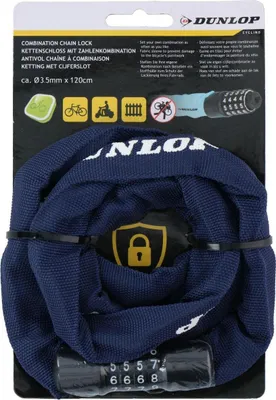 Produktbild von Dunlop Fahrradkette mit Zahlenschloss 120 cm lang - navy blau