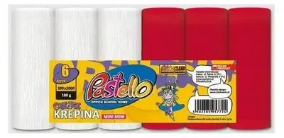 Zdjęcie produktu dla Krepina mini 10x250cm 180g biało-czerwony 6szt - Alfa Pastello