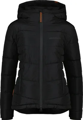 A studio shot of a black puffer jacket.
