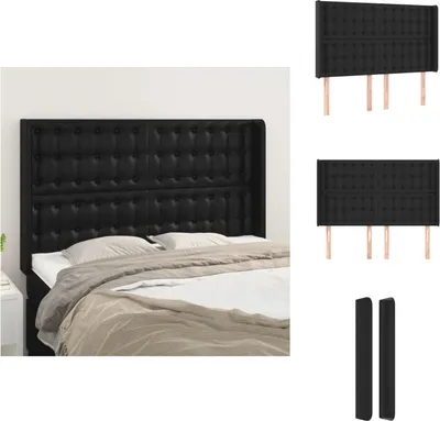 Image de vidaXL Tête de lit avec oreilles Noir 147x16x118/128 cm Similicuir - Tête & Pieds de lit