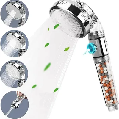 Produktbild von 3 IN 1 Filtration Duschkopf Duschbrause Wassersparend Duschkopf mit Ionenfilter Kalkfilter Duschbrause mit Stopptaste
