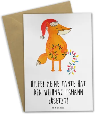 Produktbild von Mr. & Mrs. Panda Grußkarte Tante Weihnachten - Weiß - Geschenk, Liebe, hochzeitskarten, Lächeln, Neffe, einladungskarten, Verwandtschaft, einzigartige Designs, für