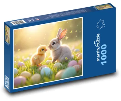 Zdjęcie produktu dla Puzzle 1000 Wielkanocny zając i kurczak - martinpuzzle