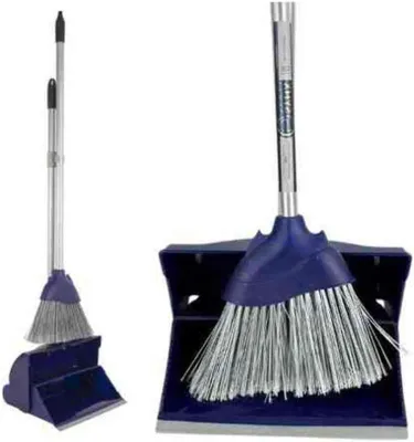 Immagine prodotto di Stoffer e paletta - Set per la pulizia dei pavimenti - Pulizia efficiente - Manico lungo - 95 cm - Blu