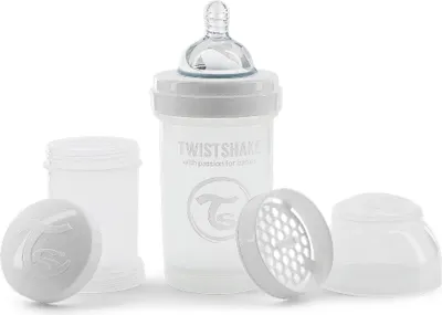 Zdjęcie produktu dla Butelka antykolkowa, Twistshake ze smoczkiem, 0 m+, 180 ml, biała