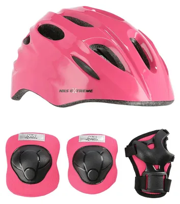 Produktbild von Helm mit Protektoren-Set, Pink, Größe XS