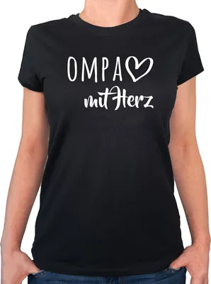 Produktbild von Huuraa Damen T-Shirt OMPA mit Herz XXL Black Bio Baumwolle Fairtrade Damenshirt Geschenkidee