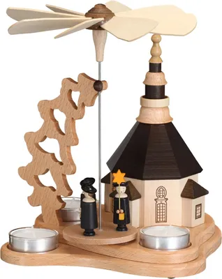 Produktbild von Zeidler Tischpyramide Teelichtpyramide Weihnacht Seiffner Kirche - Echt Erzgebirge