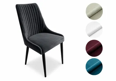 Produktbild von Meble Ares Massimo Esszimmerstuhl Samt Dunkelgrau mit Metallbeinen – Polsterstuhl, Küchenstuhl, Wohnzimmerstuhl, ergonomisch