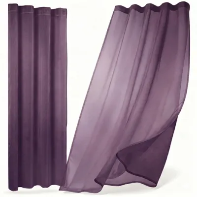 Zdjęcie produktu dla Beautex Gardine Dolly, zasłona transparentna, dostępna z marszczeniem lub z przelotkami, wymiary 290x250 cm, kolor: śliwka