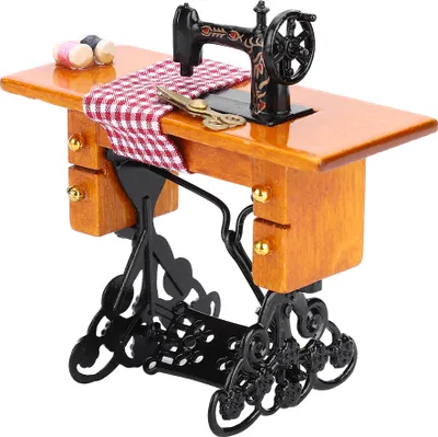 Obrázek produktu pro 1:12 domeček pro panenky miniaturní nábytek dřevěný šicí stroj pro domeček pro panenky doplňky dekorace hračky