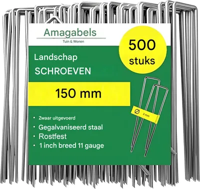 Produktbild von 500 Stück, Gehärteter Stahl Feuerverzinkt 150 Mm, Für Tuinvliesbevestiging Garten Strand Camping