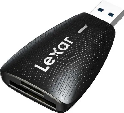 Zdjęcie produktu dla Lexar Multi-Card 2-in-1 USB 3.1 Reader, MicroSD (TransFlash), MicroSDHC, MicroSDXC, SD, SDHC, SDXC, Czarny, 170 Mbit/s, USB 1.1+ port, USB 3.2 Gen 1 (3.1 Gen 1) Type-A, 100 mm