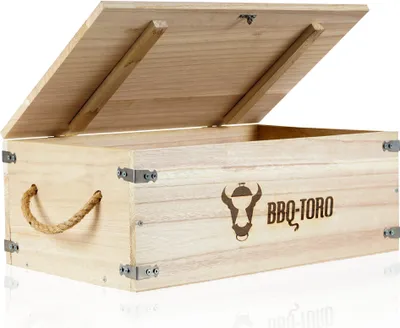 Image de BBQ-Toro Caisse en bois rustique pour Dutch Oven et accessoires de barbecue, rangement, boîte de rangement