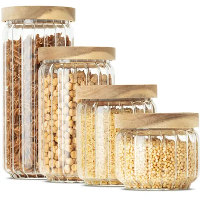 Vorratsgläser-Set 4-tlg., stapelbar, luftdicht, 300-1000 ml