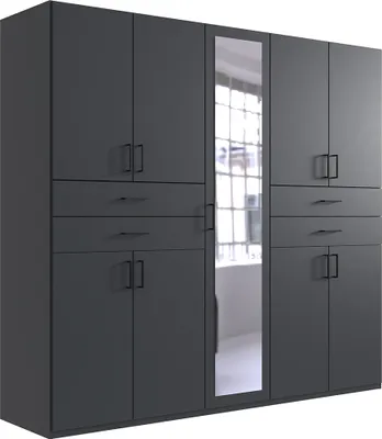 Produktbild von Kleiderschrank mit Spiegel, 225 cm breit modern in graphit TREVISO-43