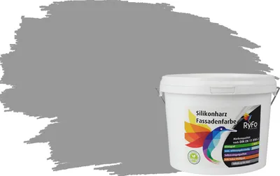 Produktbild von RyFo Colors Silikonharz Fassadenfarbe Lotuseffekt Trend Elefantengrau 3l - bunte Fassadenfarbe, weitere Grau Farbtöne und Größen erhältlich, Deckkraft Klasse 1