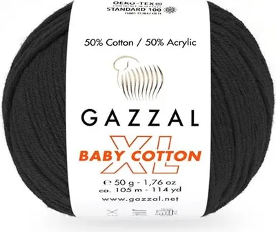 A ball of black yarn with a label.