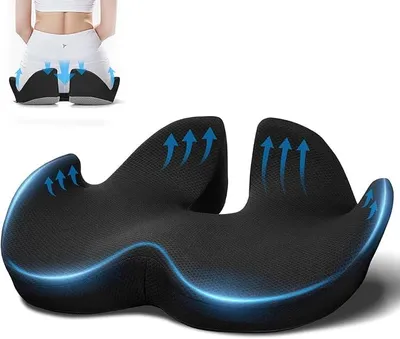 Produktbild von PolkaHome® Ergonomisches Sitzkissen aus Memory-Schaum – Komfortkissen für Bürostuhl, Rollstuhl oder Reisen – Atmungsaktiv,