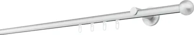 Produktbild von Gardinenstange Maß Innenlauf 20mm Cap 1-lauf Wand 6,5cm Größe: 220cm, Farbvariante: Alu-Silber