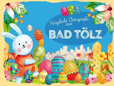Produktbild von vianmo Holzschild 30x40 cm Ostern Ostergrüße BAD TÖLZ