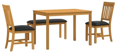 Image de vidaXL, ensemble de salle à manger, 4 pièces, bois massif chêne, noir