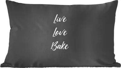 Produktbild von MuchoWow® Zierkissen Sofakissen Wohnzimmer Dekokissen 60x40 cm Zitate - Kochen - Leben Liebe Backen - Sprichwörter - Backen - Kopfkissen - Polster mit Foto